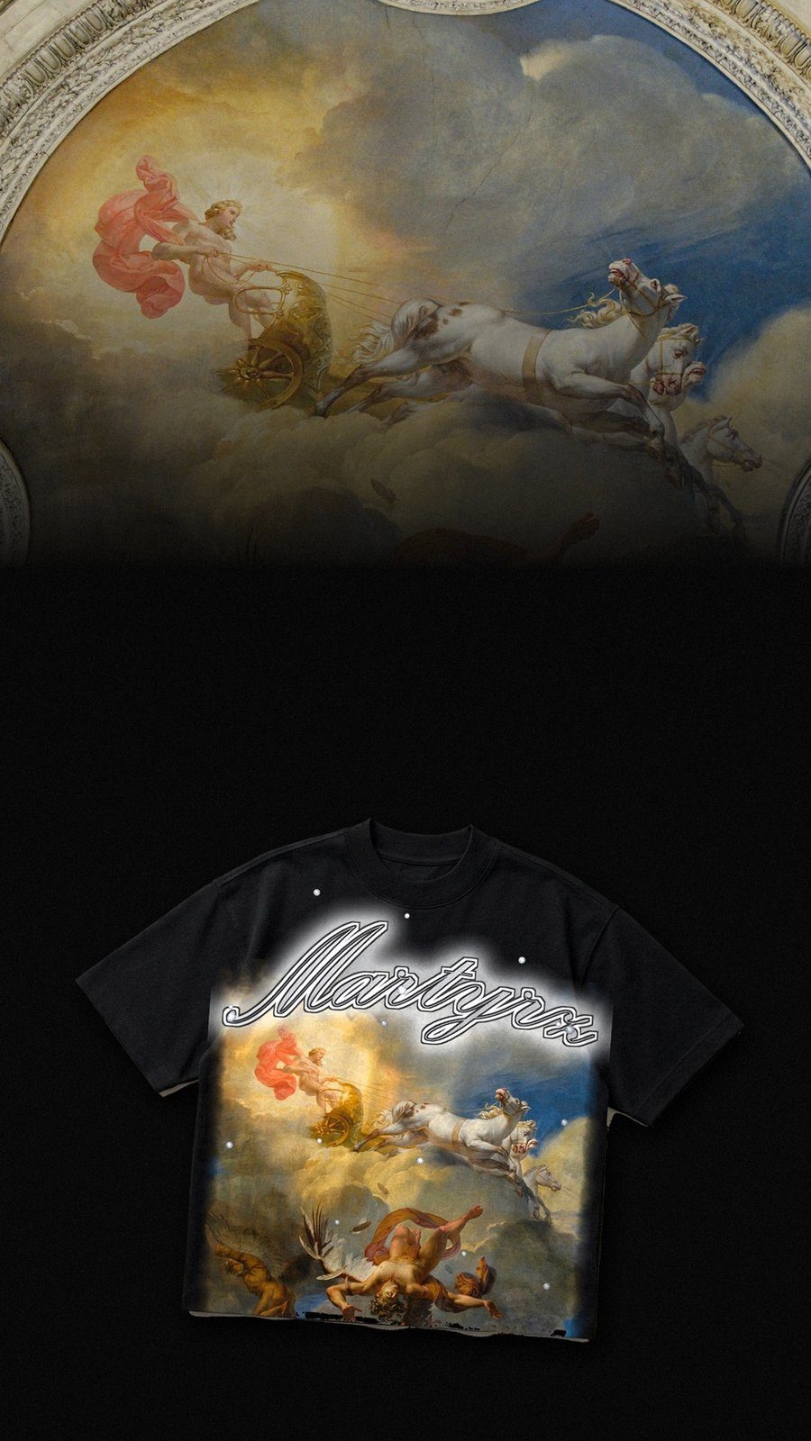 The Fall of Icarus painting above the Icarus tee
